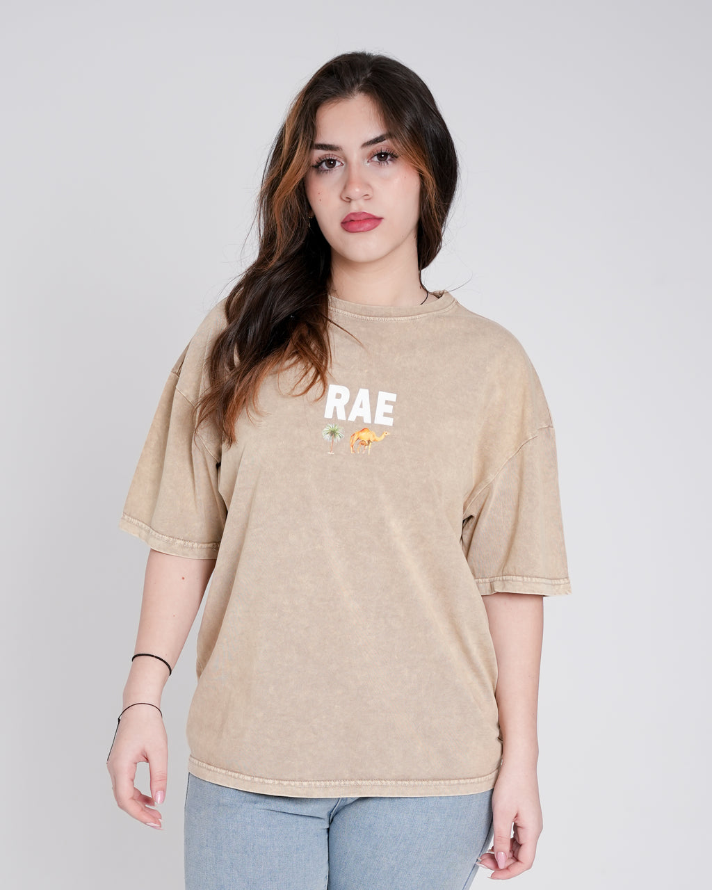 Saudi Oversized T-shirt – Washed Dark Beige