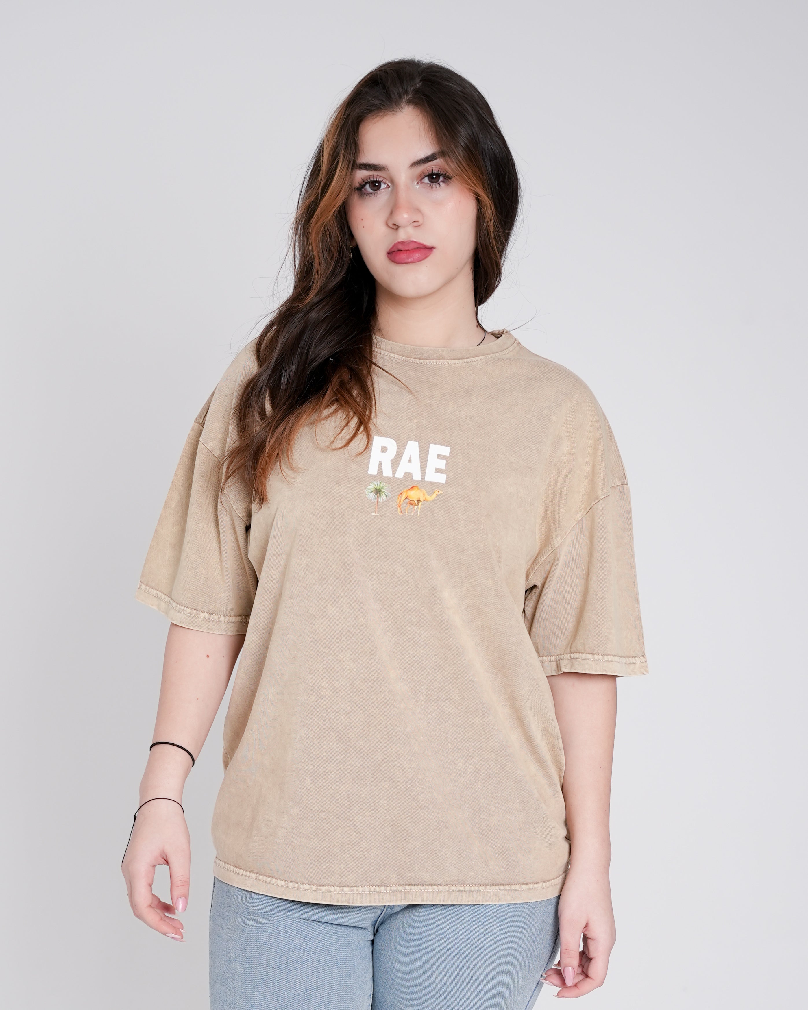 Saudi Oversized T-shirt – Washed Dark Beige