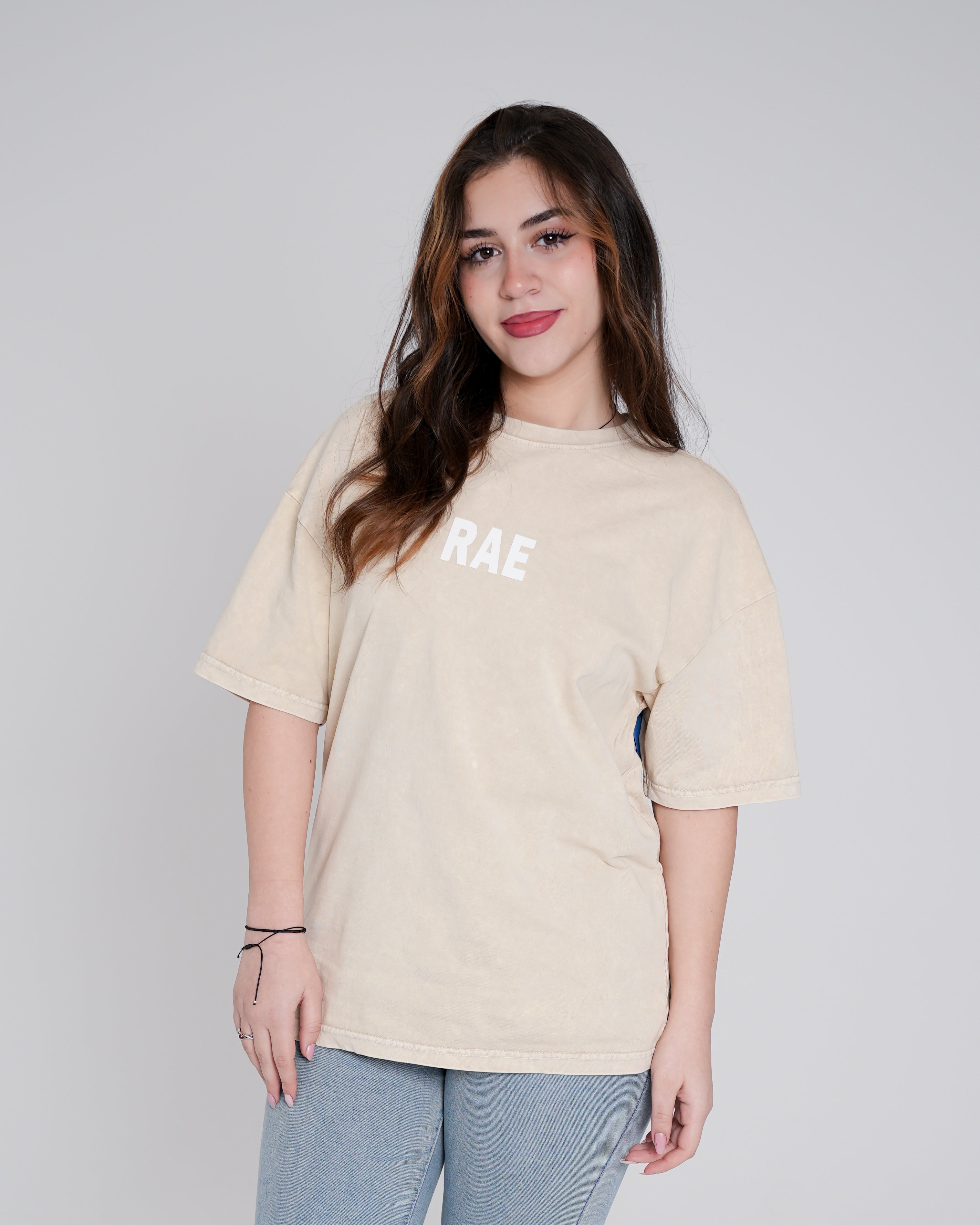 Beige Oversized Washed T-Shirt