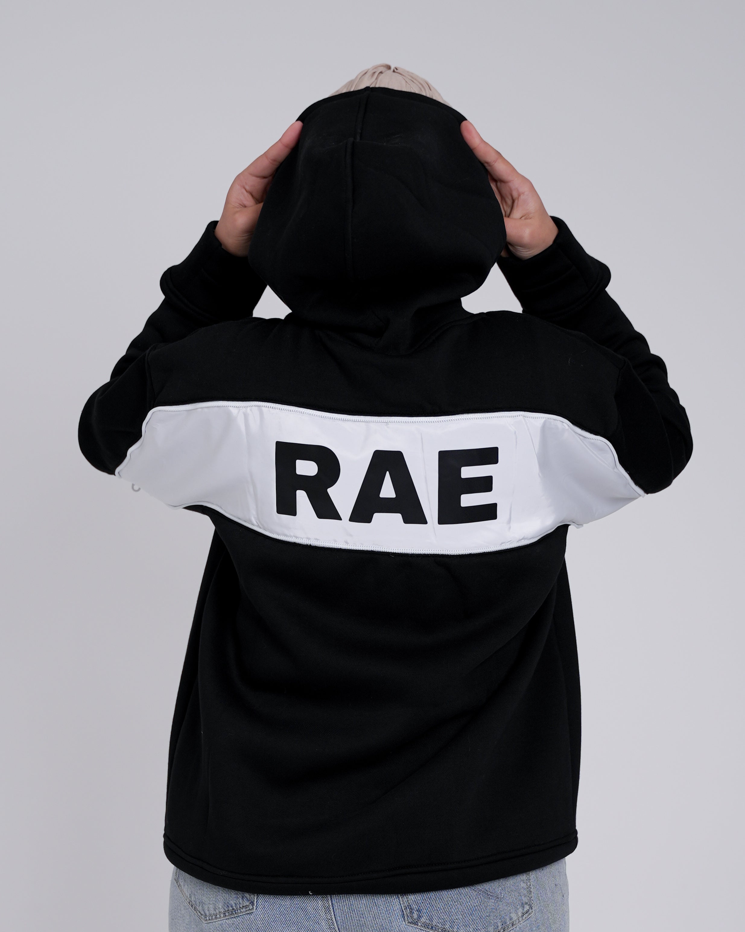 Black Oversized Hoodie (Back Zipper)