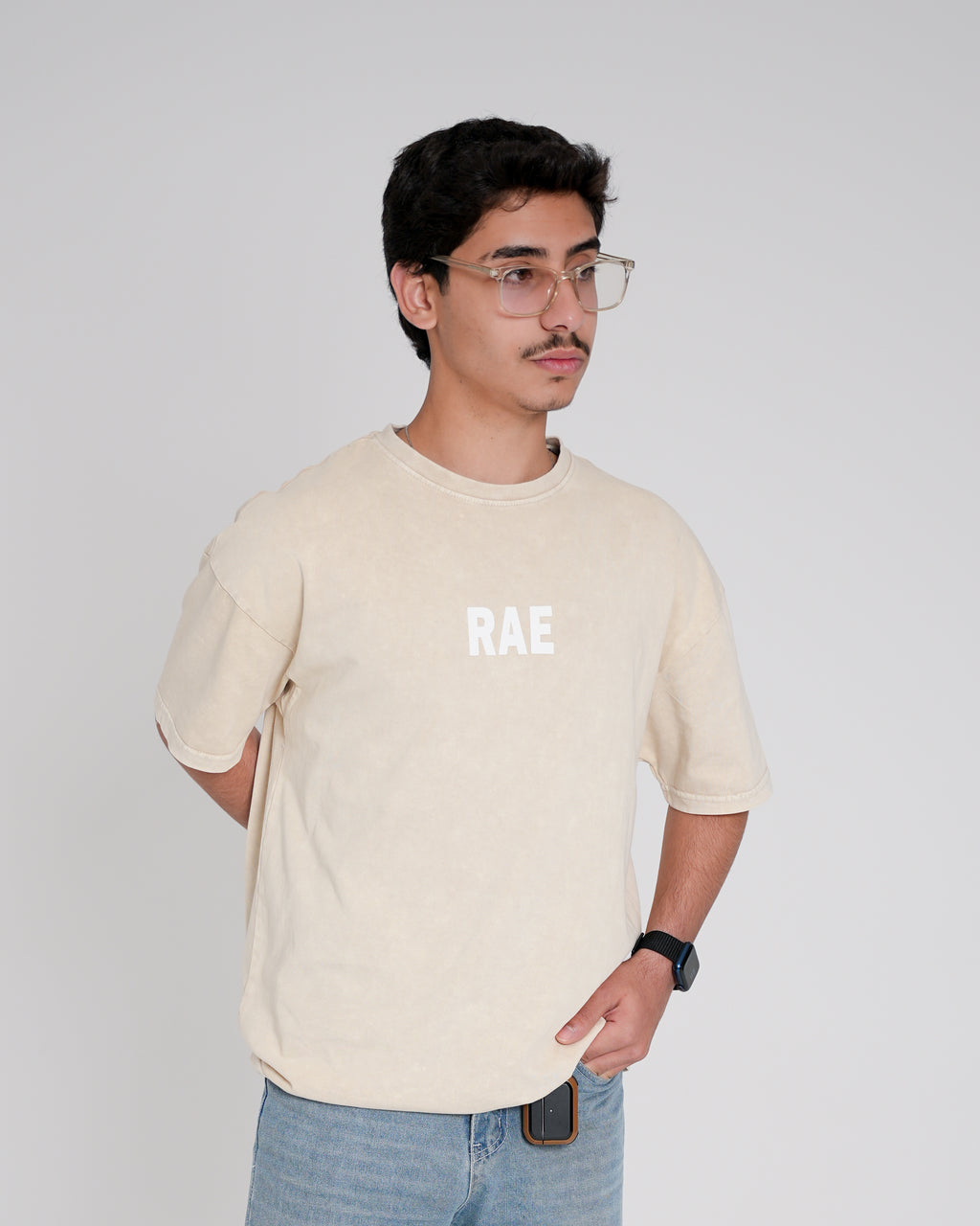 Beige Oversized Washed T-Shirt